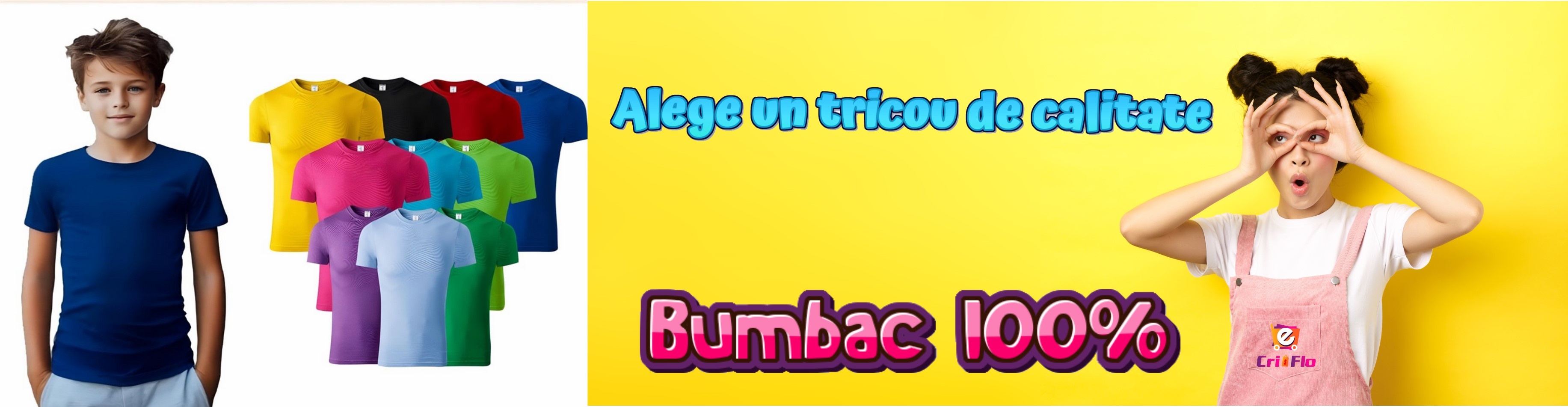 prezentare tricourii copii din bumbac diferite culori